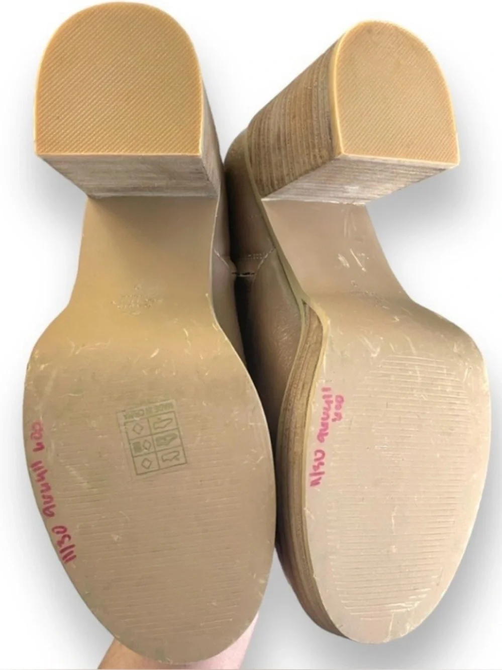 Oasis Society Chunky Platform Ankle Boots Mauve Tan Block Heel Booties Size 9